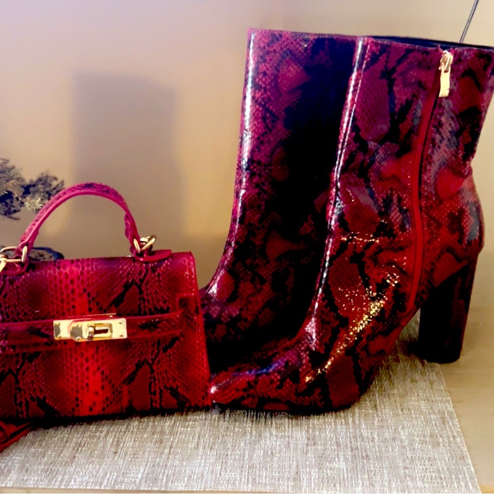 Matching boots and purse